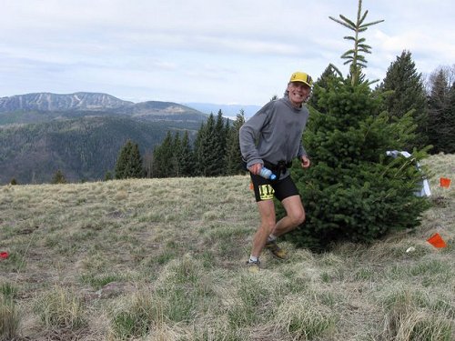 Larry Creveling at top of Caballo Mountain at Jemez Mountain Trail 50M - Jedirunner
